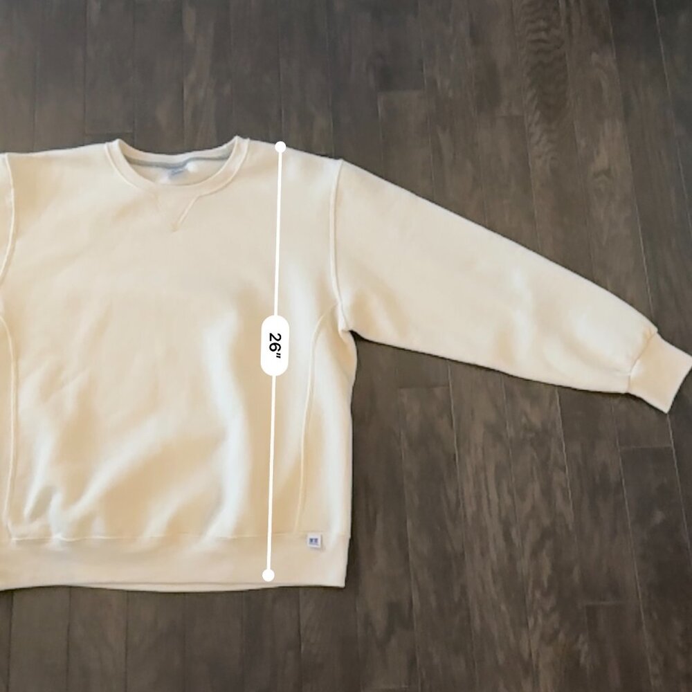 Russell Athletic Cream Crewneck Large Men's Sweatshirt - Picture 9 of 9